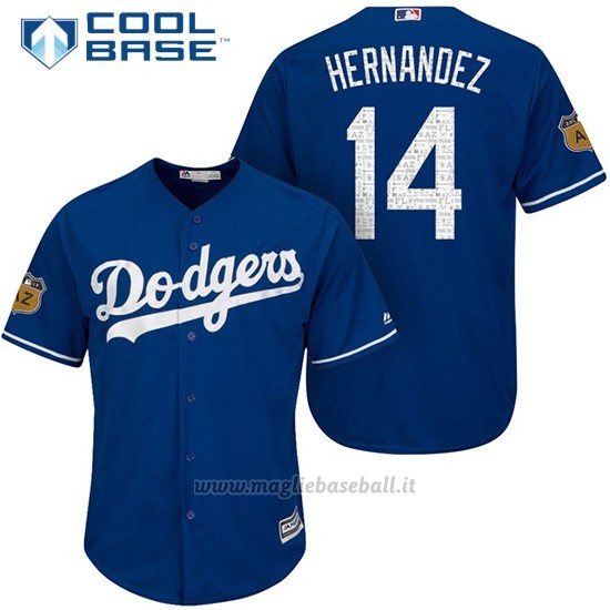 Maglia Baseball Uomo Los Angeles Dodgers Enrique Hernandez 2017 Allenamento Primaverile Cool Base Giocatore